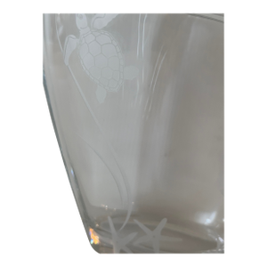 1980s Nachtmann Germany Clear Crystal Vase Edged With "Sea Life" Design