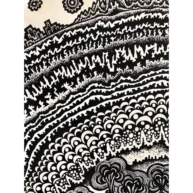Mid 20th Century Michail Grobman, Large Post Soviet Non Conformist Russian Israeli Volcano Lithograph Silkscreen For Sale - Image 5 of 7