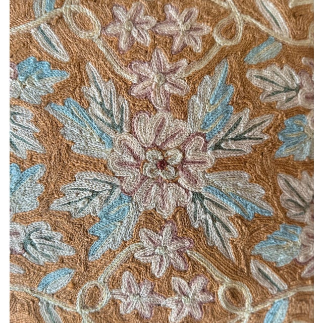 Traditional Vintage Crewel Botanical Toss Pillow For Sale - Image 3 of 5