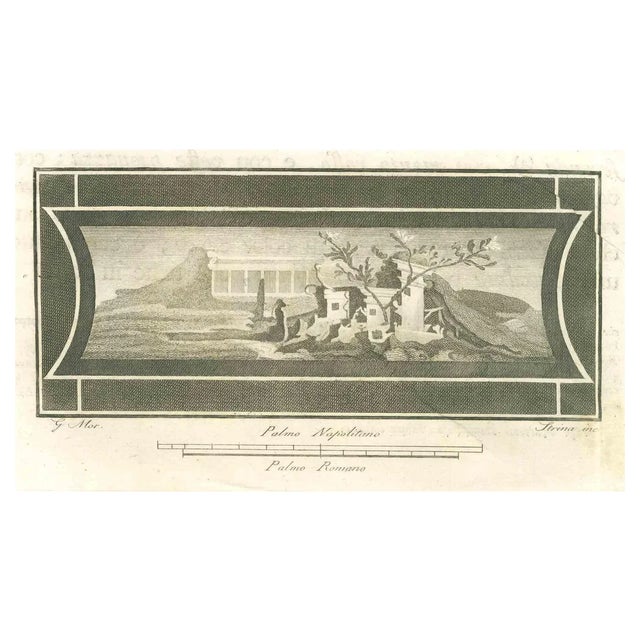 Fernando Strina, Roman Temple Fresco, Etching, 18th Century For Sale