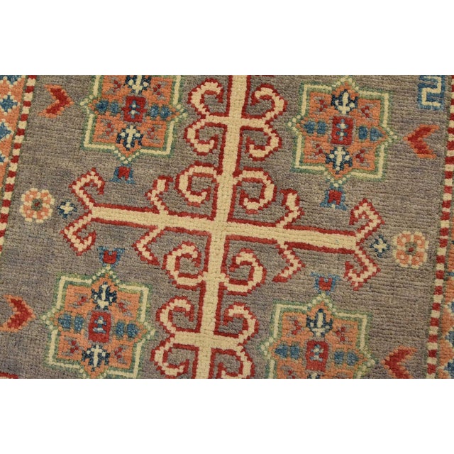 Kazak Runner 2’7” X 9’8” Gray Wool Tribal Hand-Knotted Oriental Rug For Sale - Image 4 of 13