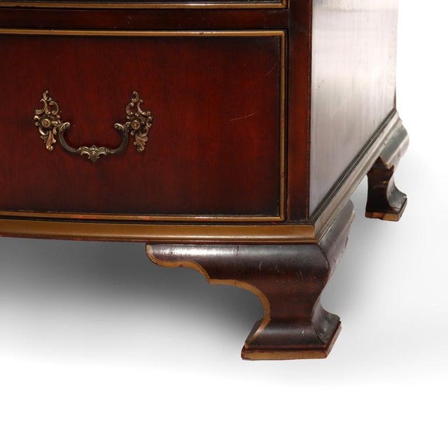 Floral Painted Chinese Chippendale Mahogany Six Drawer Highboy Chest C1920 For Sale - Image 17 of 18