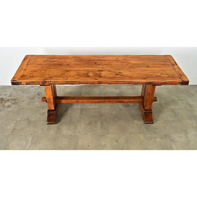 19th Century French 19th Century Solid Oak Trestle Table For Sale - Image 5 of 12