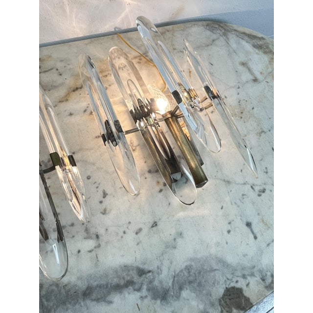 Mid-Century Modern Murano Glass and Brass Wall Lamps from Sciolari, 1960s, Set of 2 For Sale - Image 14 of 18