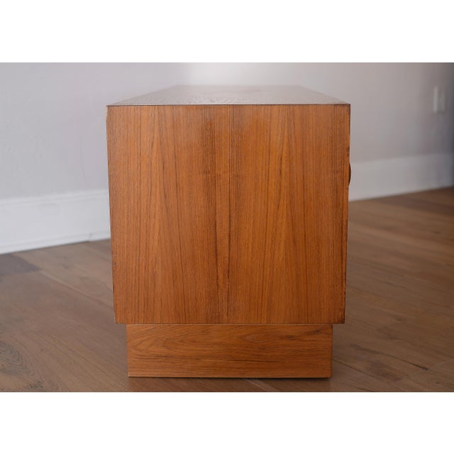 Vintage Danish Modern Teak Credenza With Vinyl Record Storage on Plinth Base For Sale - Image 13 of 14