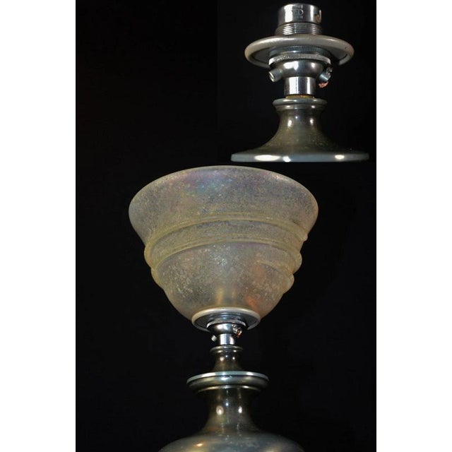 Art Deco French Amphora Table Lamp with Opaline Glass Globe attributed to Brandt, 1930s For Sale - Image 11 of 13