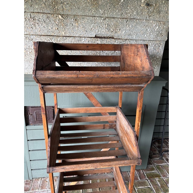 Brown Vintage Rustic Wooden Farmhouse Market Display/Produce Stand For Sale - Image 8 of 15