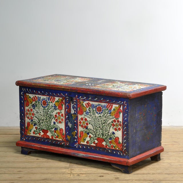 Folk Art Bridal Chest, 1883 For Sale - Image 14 of 14