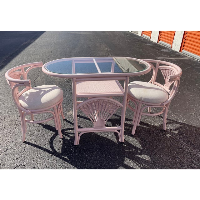 Pink 1960s Hollywood Regency Honeymoon Table Set in Georgia Pink Lacquer – Semi-Gloss Finish For Sale - Image 8 of 11
