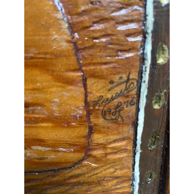 1970s Hand Carved Taos Pueblo Wood Wall Panel Signed and Dated 1977 For Sale - Image 5 of 10