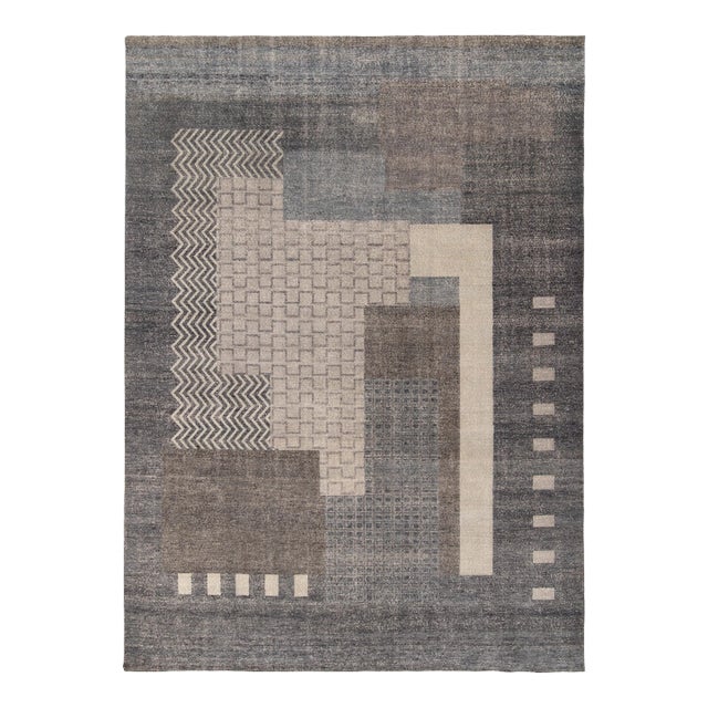 Rug & Kilim’s Blocks Rug in Charcoal, 10x14 For Sale