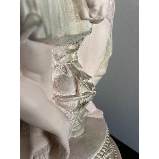 1990s Pacific Coast Lighting Neoclassical Cherub Table Lamp With Fringed Shade For Sale - Image 4 of 10