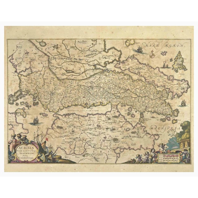 Johannes Janssonius, Achaiae Noua, Etching, 1650s For Sale - Image 3 of 3