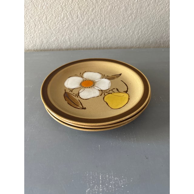 Ceramic Vintage Hearthside Dogwood Hand-Painted Stoneware Salad Plates - Set of 3 For Sale - Image 7 of 10