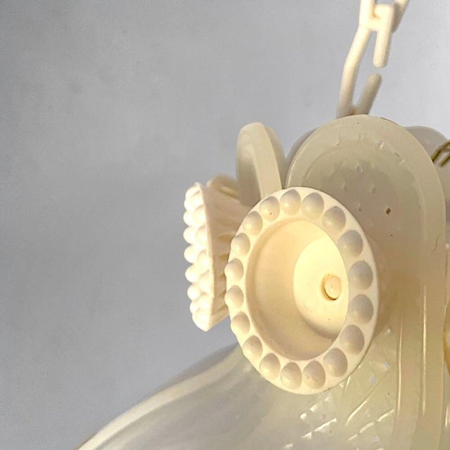 Farmhouse White Acrylic Modular Hanging Light Small Chandelier, Ukraine, 1970s For Sale - Image 10 of 16