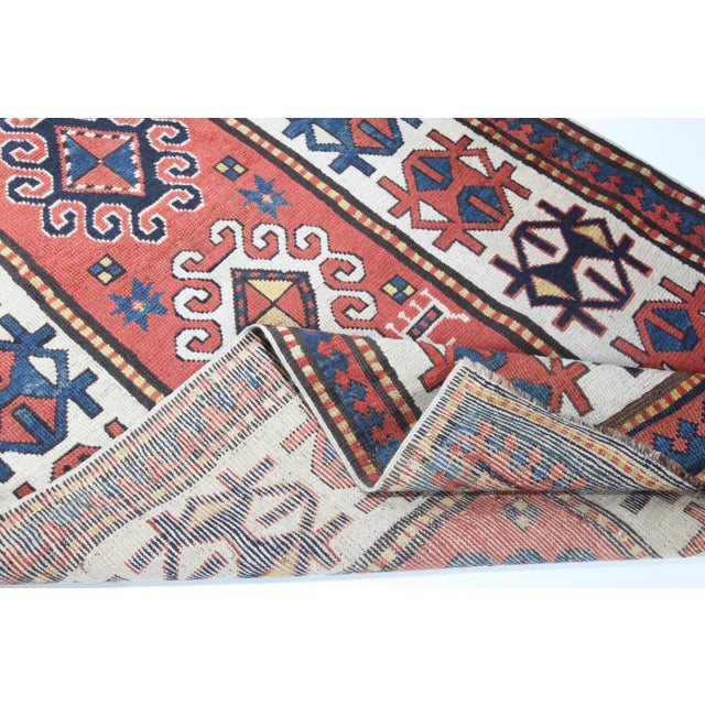 Antique Caucasian Sahsavan-Kazak Long Carpet-8' 1'' X 3' 2'' For Sale In Tampa - Image 6 of 16