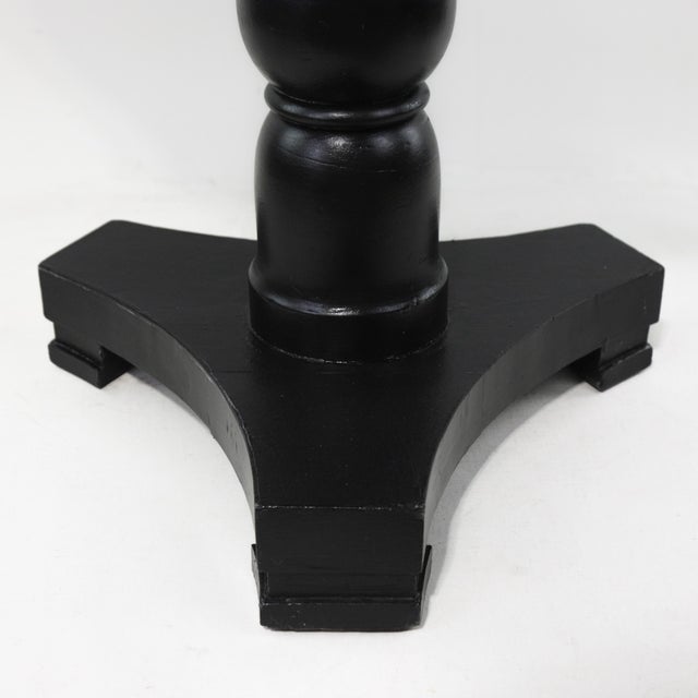 20th Century Chinese Style Black & Red Scalloped Edge Side Table With Floral Painting For Sale In New York - Image 6 of 10