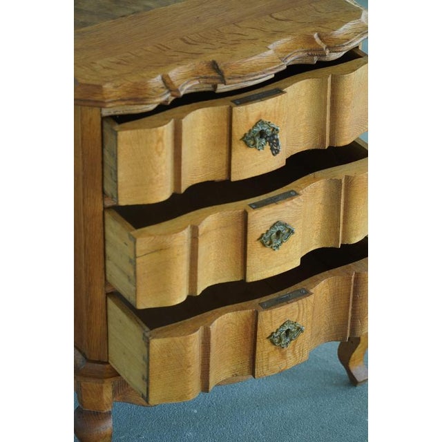 Danish Baroque Revival Three-Drawer Chest in Oak with Brass Hardware, 1940s For Sale - Image 14 of 18