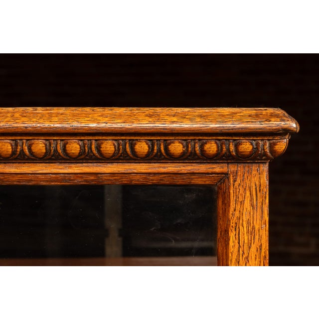 Antique Oak & Glass Retail Showcase With Storage Base For Sale - Image 13 of 16