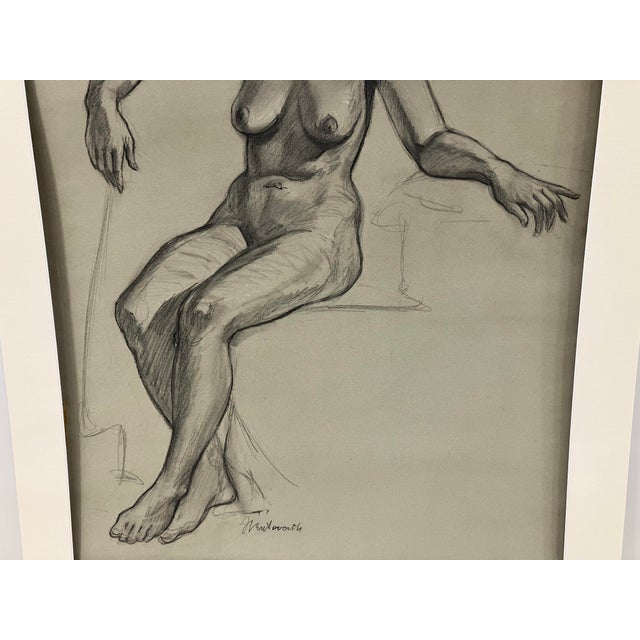 Contemporary Vintage Charcoal Nude Drawing For Sale - Image 3 of 4