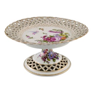 Antique Compote in Openwork Porcelain from Meissen For Sale
