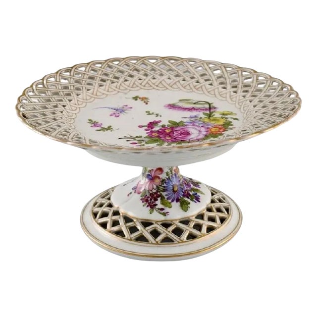 Antique Compote in Openwork Porcelain from Meissen For Sale