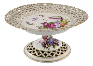 Antique Compote in Openwork Porcelain from Meissen