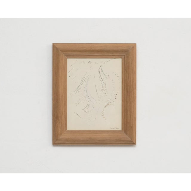 Pointillist composition by Dora Maar. Authenticity stamp of the auction that took place in 1998 in Paris. Second Drawing...