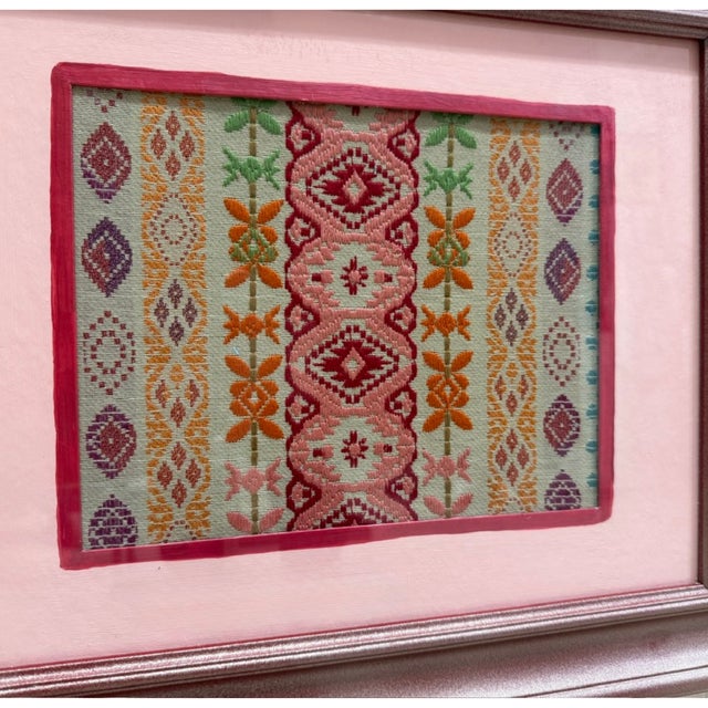 Roxie | Schumacher Cosima Embroidery Framed Textile Art For Sale In Atlanta - Image 6 of 7