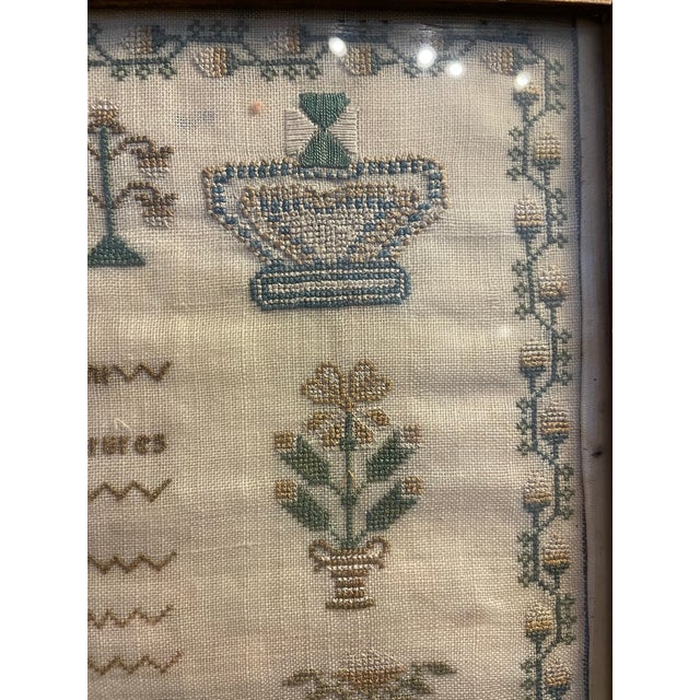 1827 Antique Needlework Sampler W Birds Signed Rebecca Beazler For Sale - Image 4 of 10
