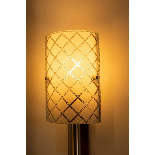 Vintage Bohemian Wall Lamp in Milk Glass and Teak Wood For Sale - Image 4 of 12