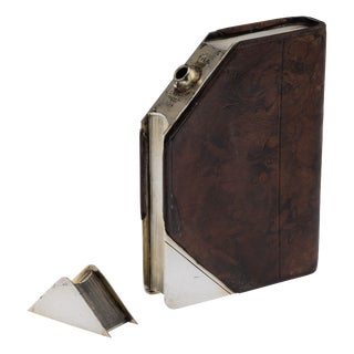 Novelty Silver Plate and Leather Book Shaped Hip Flask by J Dixon & Sons For Sale