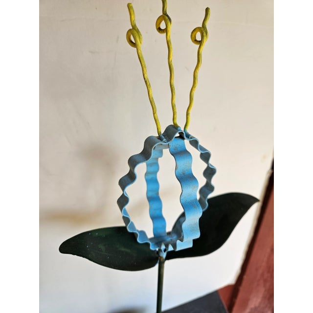 Very Interesting and unique Folk Art Abstract Tole Flower in an Antique Chinese green ceramic ginger pot.. probably from...