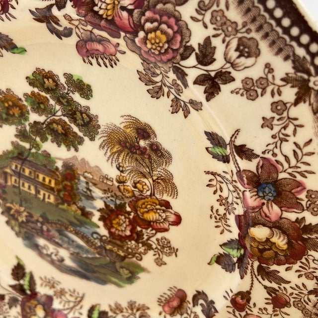 Brown Vintage Royal Staffordshire "Tonquin" Mulitcolor Salad Plates by Clarice Cliff – Pair For Sale - Image 8 of 12
