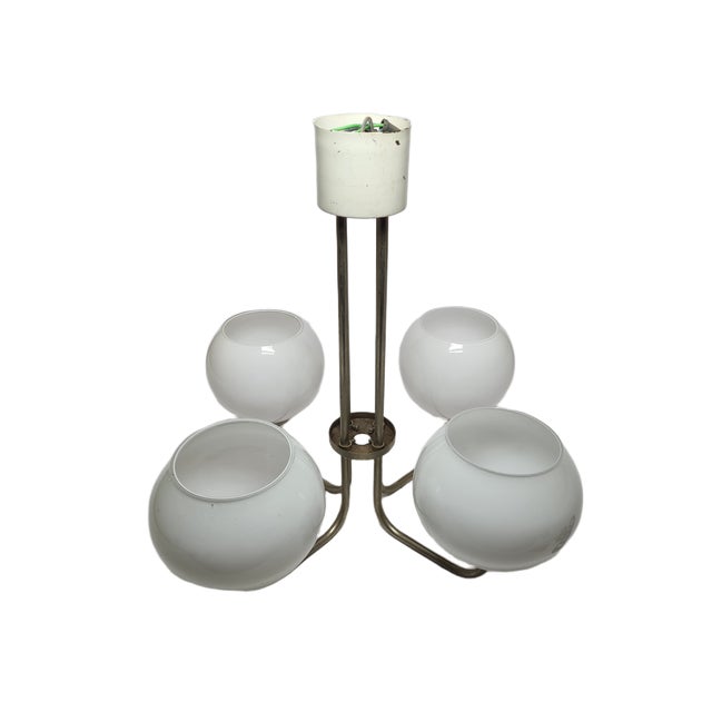 Postmodern Brass and Glass Chandelier, Poland, 1970s For Sale - Image 9 of 10