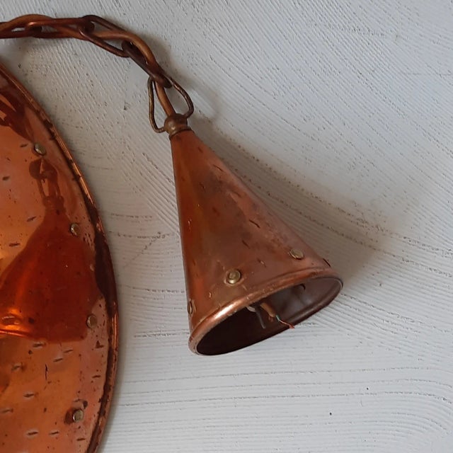 Danish Brutalist Copper Pendant Lamp attributed to E.S. Horn, 1950s For Sale - Image 9 of 10