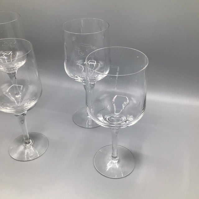 Tall Mid-century Modern Orrefors Rhapsody crystal water goblet were made in Sweden. These blown crystal glasses with clean...