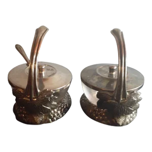 Vintage Silverplate Glass Serving Bowl Set- 2 Pieces