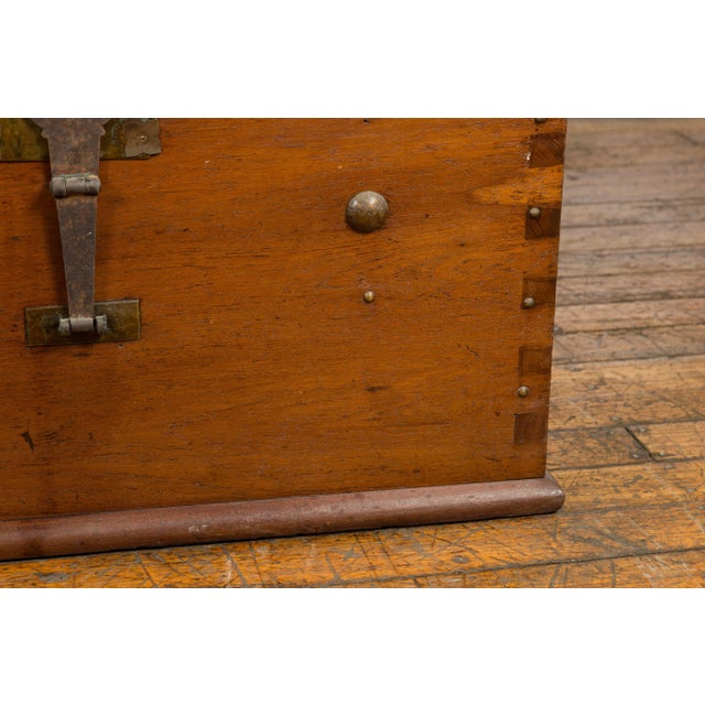 Brown Mid 20th Century Vintage Indonesian Chest with Unique Latch & Side Handles For Sale - Image 8 of 12