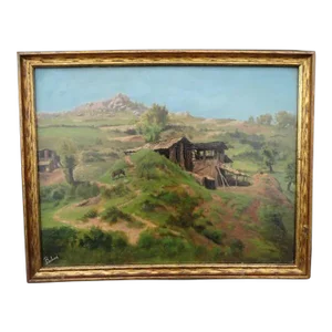 Late 19th Century Zetta Behné Richardson Landscape of Los Angeles County Oil Painting on Board