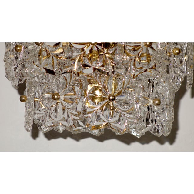 Gilded Brass and Crystal Glass Chandelier from Sölken Leuchten, 1970s For Sale - Image 10 of 11