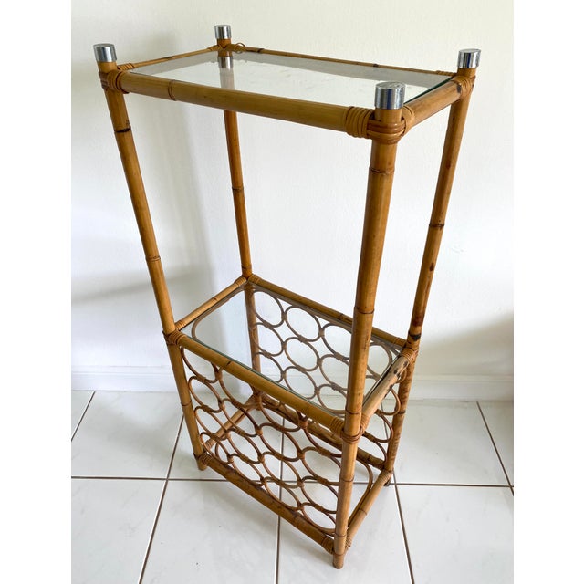 Mid 20th Century Rattan Shelving Unit With Wine Rack For Sale In Miami - Image 6 of 11