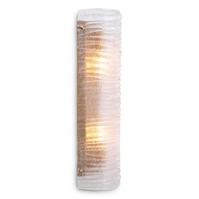 Contemporary Antique Brass and Hand-Blown Glass Wall Lamps, Set of 2 For Sale - Image 3 of 8
