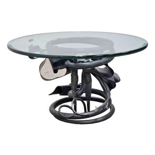 Albert Paley (American B. 1944 - ) Forged Steel and Glass Top Coffee Table, Paley 1991 For Sale