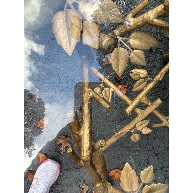 Giacometti Style Bronze & Glass Side Table For Sale - Image 10 of 13