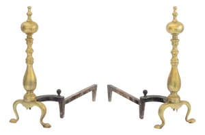 American Federal Style Brass Andirons, Pair