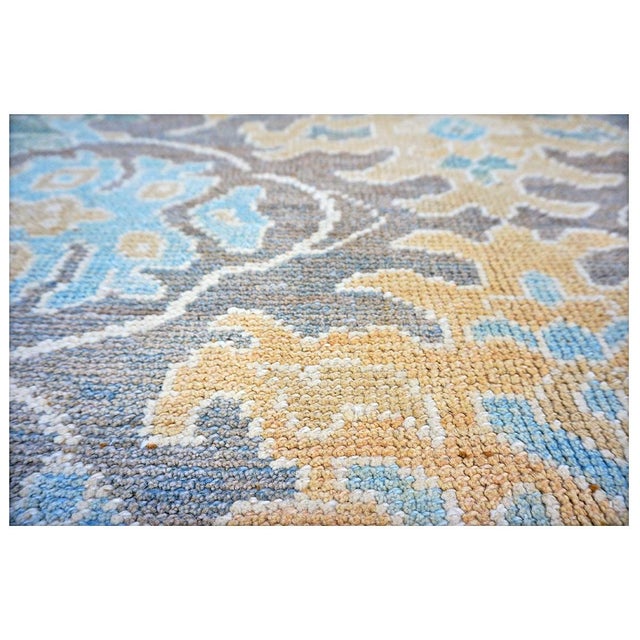 21st Century Turkish Donegal Hemp & Wool 12x12 Taupe and Blue Square Handmade Area Rug #1140522 For Sale In Houston - Image 6 of 8