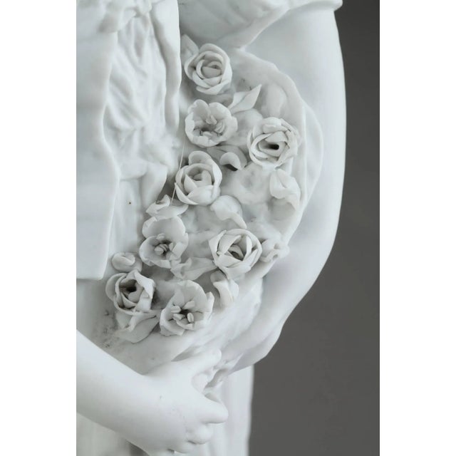 White 19th Century Biscuit Young Woman With Flowers Statuette For Sale - Image 8 of 18