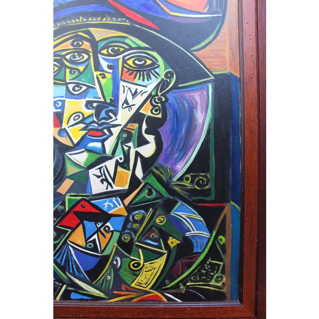 Late 20th Century "Girl Nude" Contemporary Cubist Style Figurative Acrylic Modernistic Painting After Pablo Picasso, Circa 1980 For Sale - Image 5 of 8