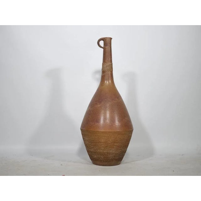 Brown Ceramic Vase Roman Jug with Incised Decoration, 1960s For Sale - Image 8 of 11